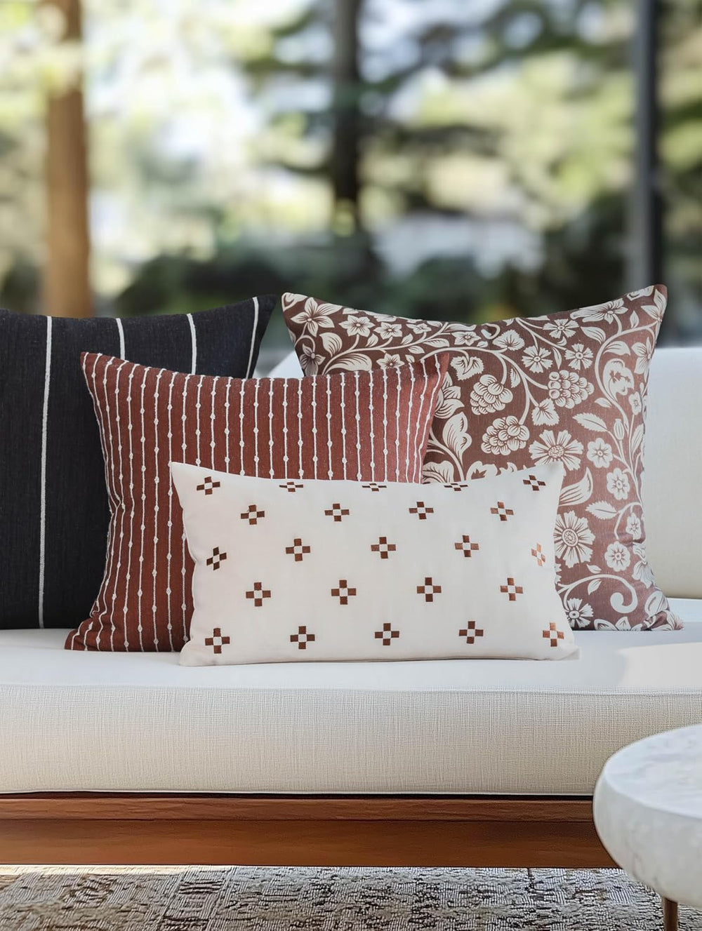Crumbs Home Modern Farmhouse Fall Linen Indoor Outdoor Lumbar Pillow Cover On...