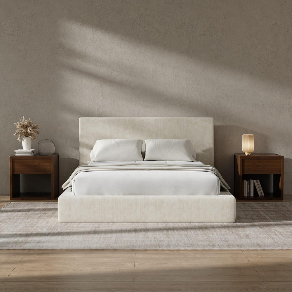 RECCI AirFrame Full Size Upholstered Bed Frame with Plush Padded Headboard