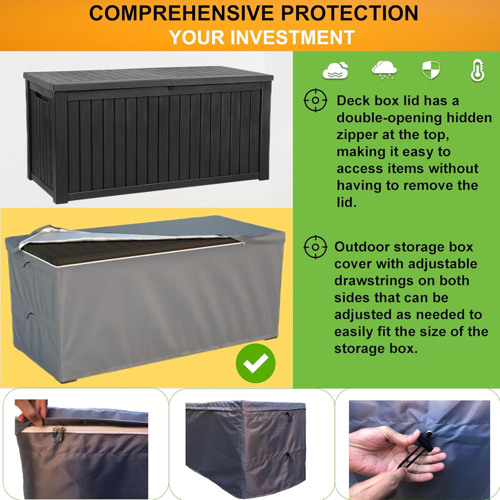 Deck Box Cover - Outdoor Storage Box Cover 150 Gallon, Heavy Duty 600D Oxford...