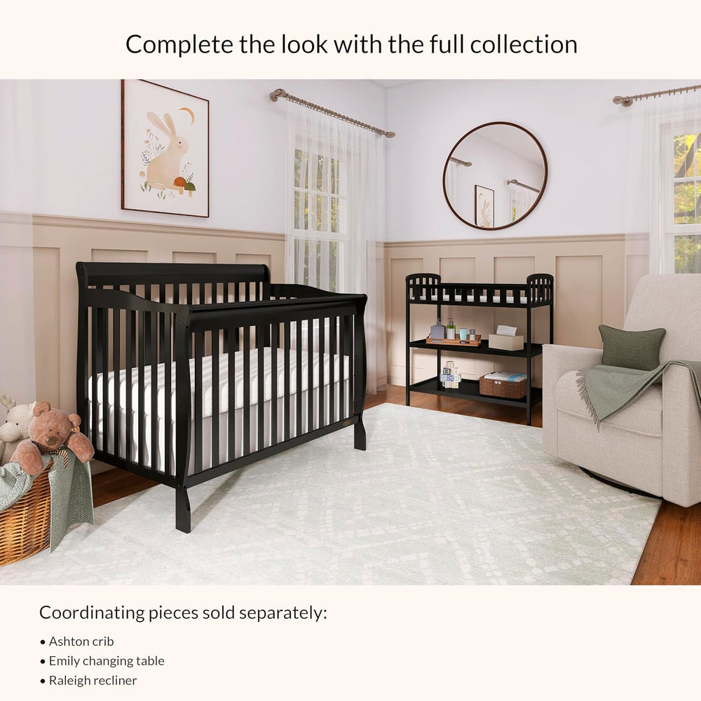 Dream On Me Emily Changing Table with Two Storage Shelves, Black