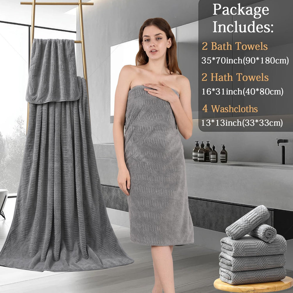 8 Piece Bath Towel Set-2 Oversized Bath Sheets(35"x70"),2 Hand Towe...