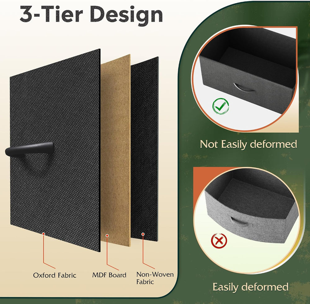 WLIVE 8 Drawer Fabric Dresser for Bedroom, Storage Tower, Black & Rustic