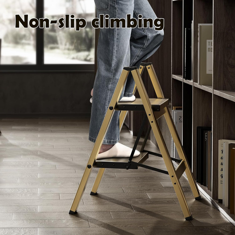 HillhutApex 2 Step Stool Foldable Ladder,Aluminum Step Ladder