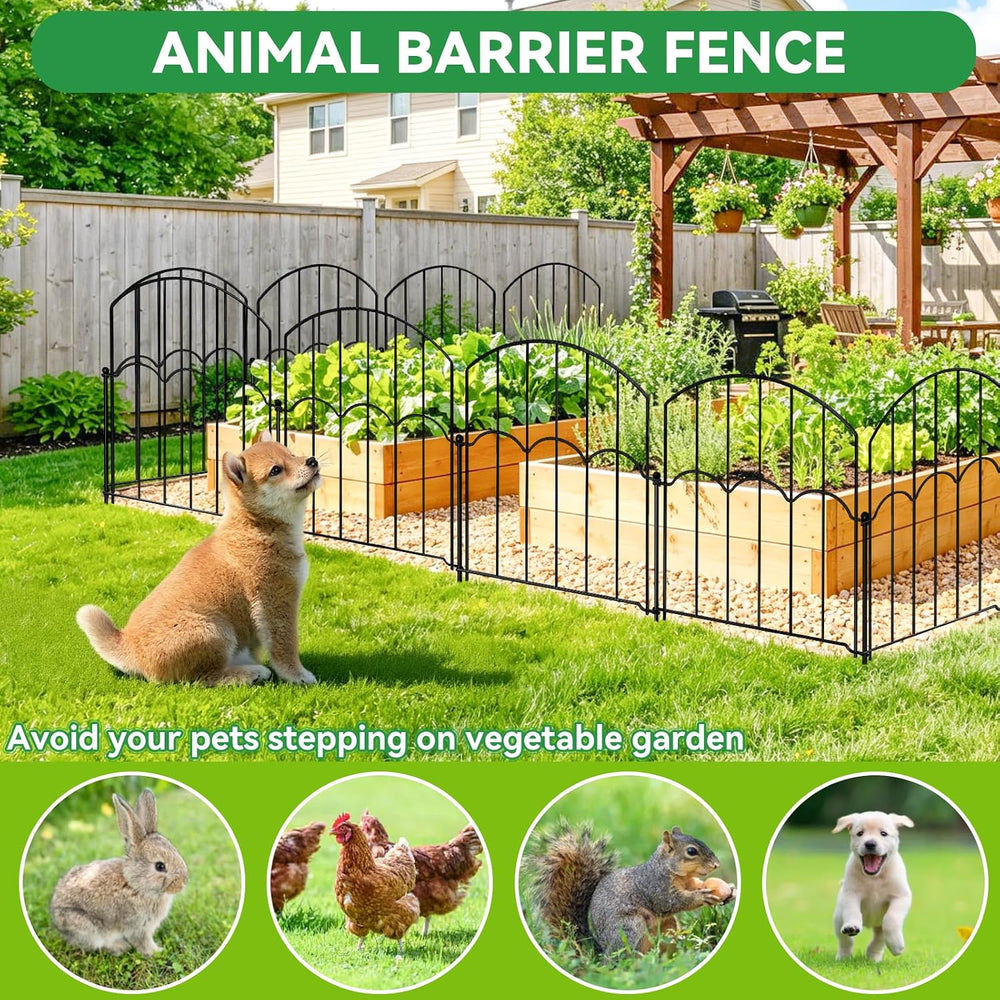 GOTGELIF 25 Panels Decorative Arched Garden Fence, 17''x27 FT No-Dig ...