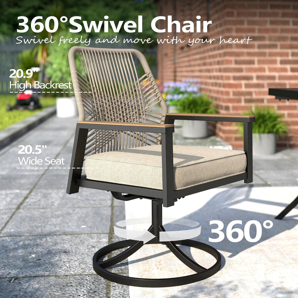 MIXPATIO 9pc Patio Dining Set, 57.5" Square Metal Table, 8 Swivel Chairs