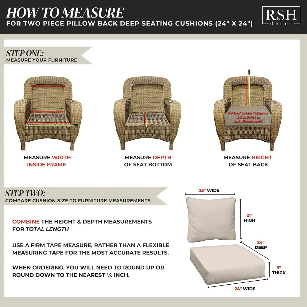 RSH DECOR: Sunbrella Deep Seating Cushion with Pillow Back | 24" x 24&qu...