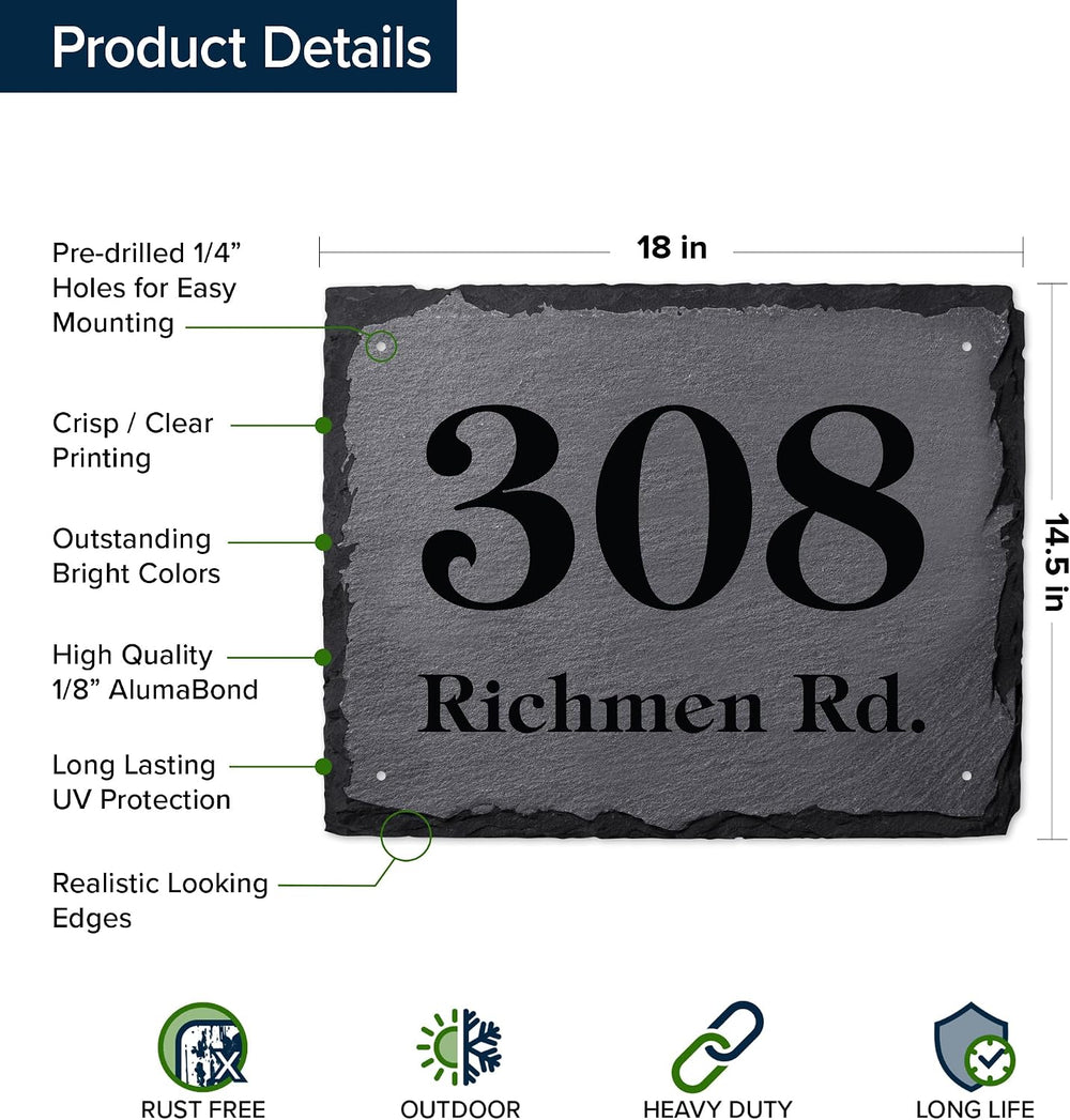 House Address Sign, House Number Plaque, 14.25x18, Thick Rust-Free, Fade Resi...