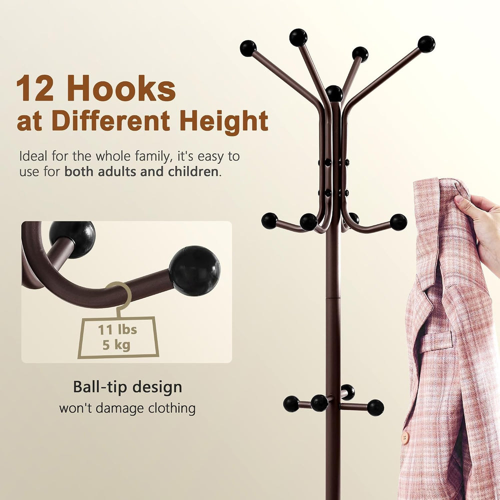 Hoctieon Coat Rack Freestanding, Coat Tree with Umbrella Holder