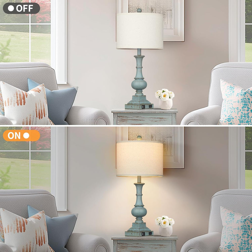 Farmhouse Table Lamps Set of 2, 26" Vintage Rustic Touch Control 3-Way D...