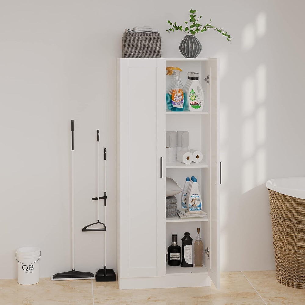 Panana Wooden Storage Cabinet, Narrow Pantry Cabinets Free Standing Tall Stor...