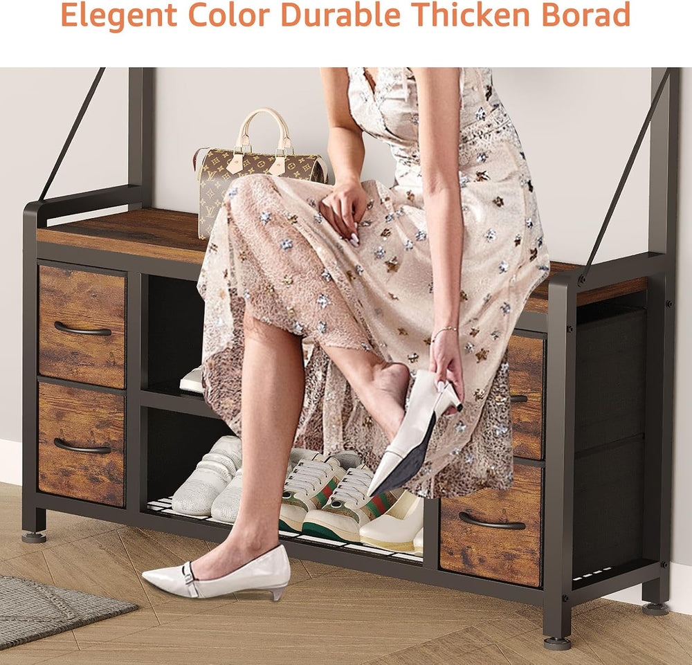 39" Hall Tree with Storage Coat Rack freestanding Entryway Furniture Ben...