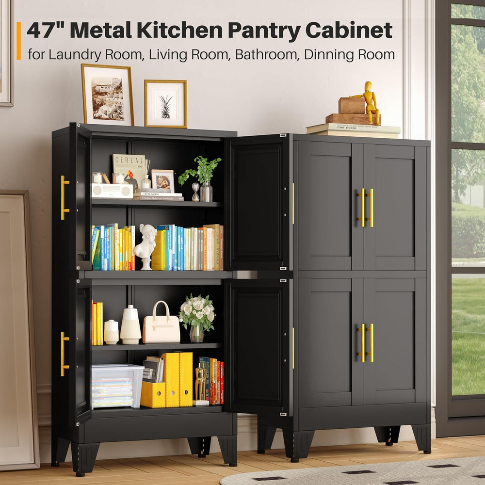 winiowa 47" Tall Kitchen Pantry Cabinet, Metal Storage Cabinet with Door...