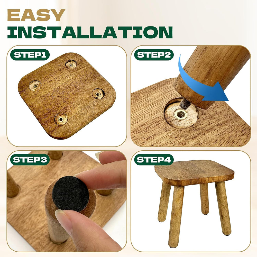 YEXEXINM 2 Pack Small Wooden Step Stools 9 Inch, Non-Slip, Holds 300 lbs