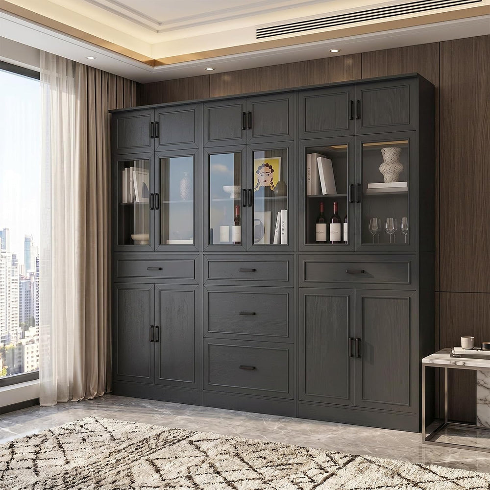 Unikito 80" Tall Modular Kitchen Pantry Storage Cabinet with Glass Doors