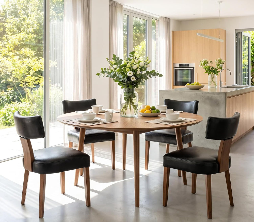 RIVOVA Set of 4 Mid Century Modern Dining Chairs, Farmhouse PU Leather Uphols...