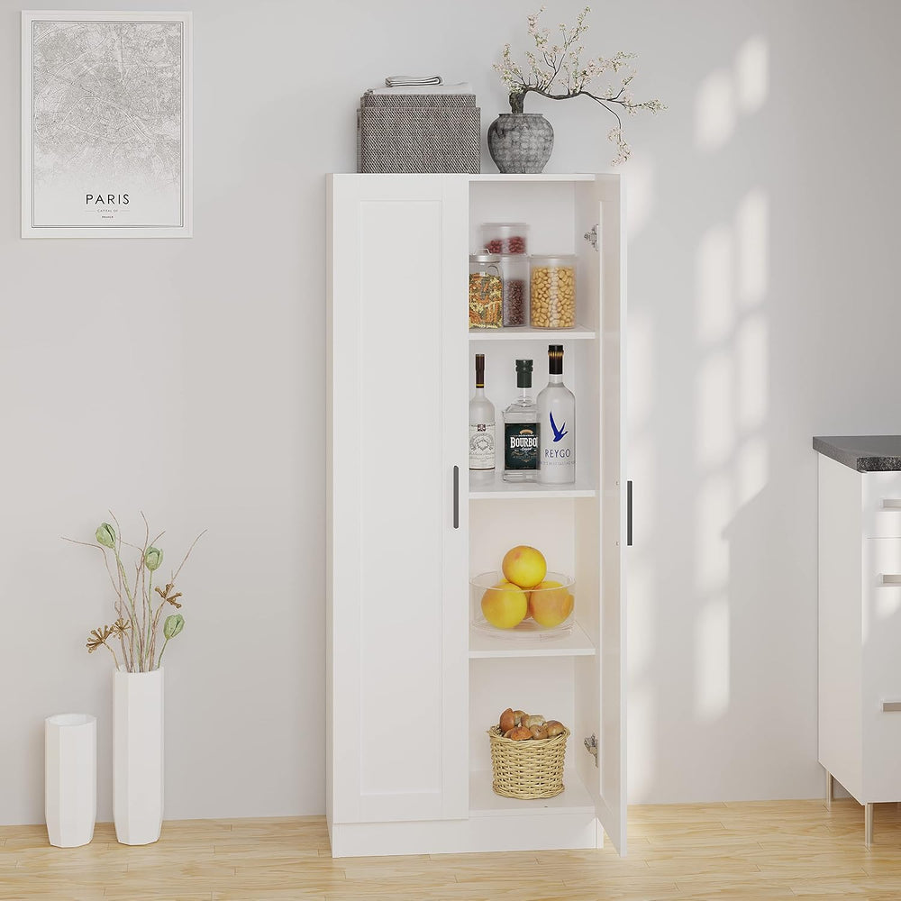 Panana Wooden Storage Cabinet, Narrow Pantry Cabinets Free Standing Tall Stor...