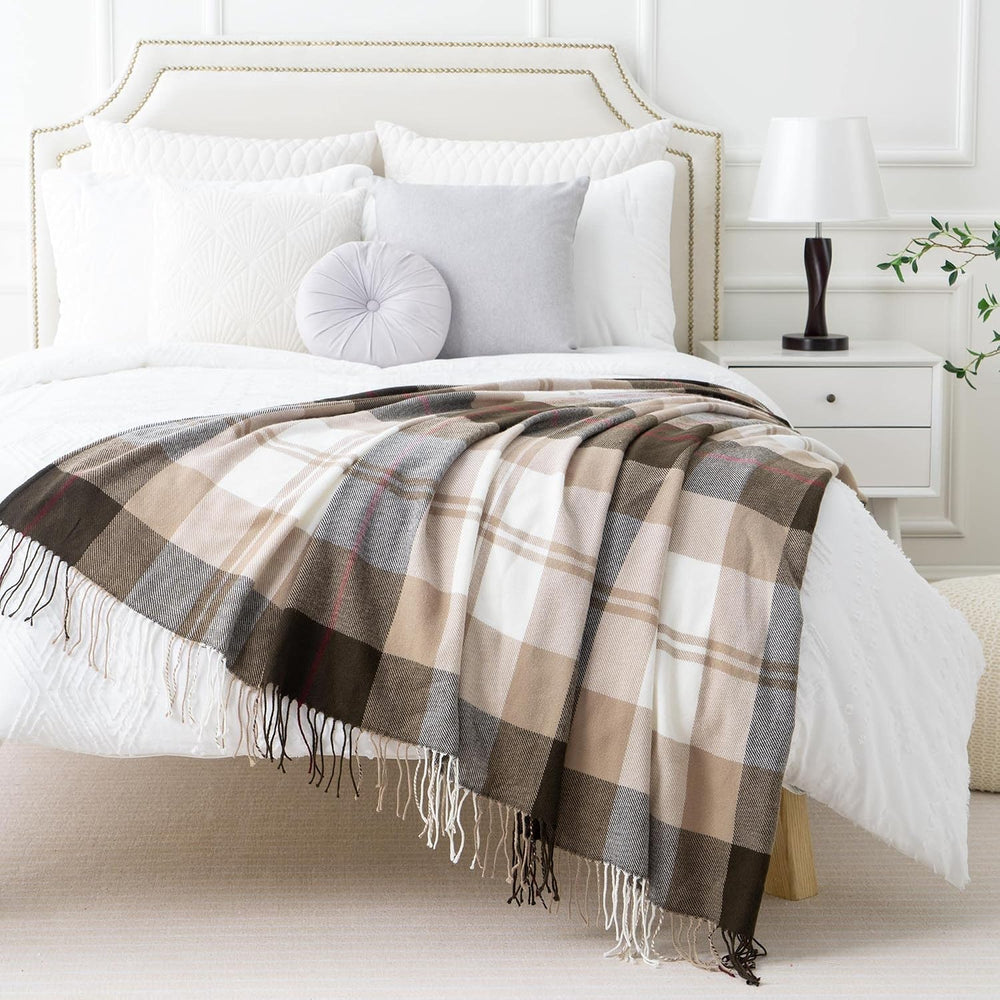 Brown Plaid Throw Blanket for Couch, Fall Buffalo Plaid Blanket 50"x60&q...