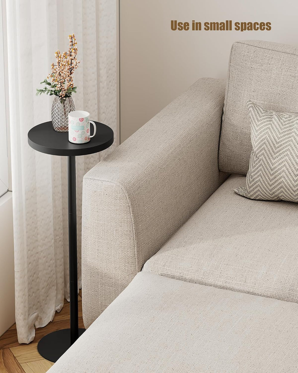 TUTOTAK Tall Round Side Table, Small End Table, Drink Table, Pedestal Table