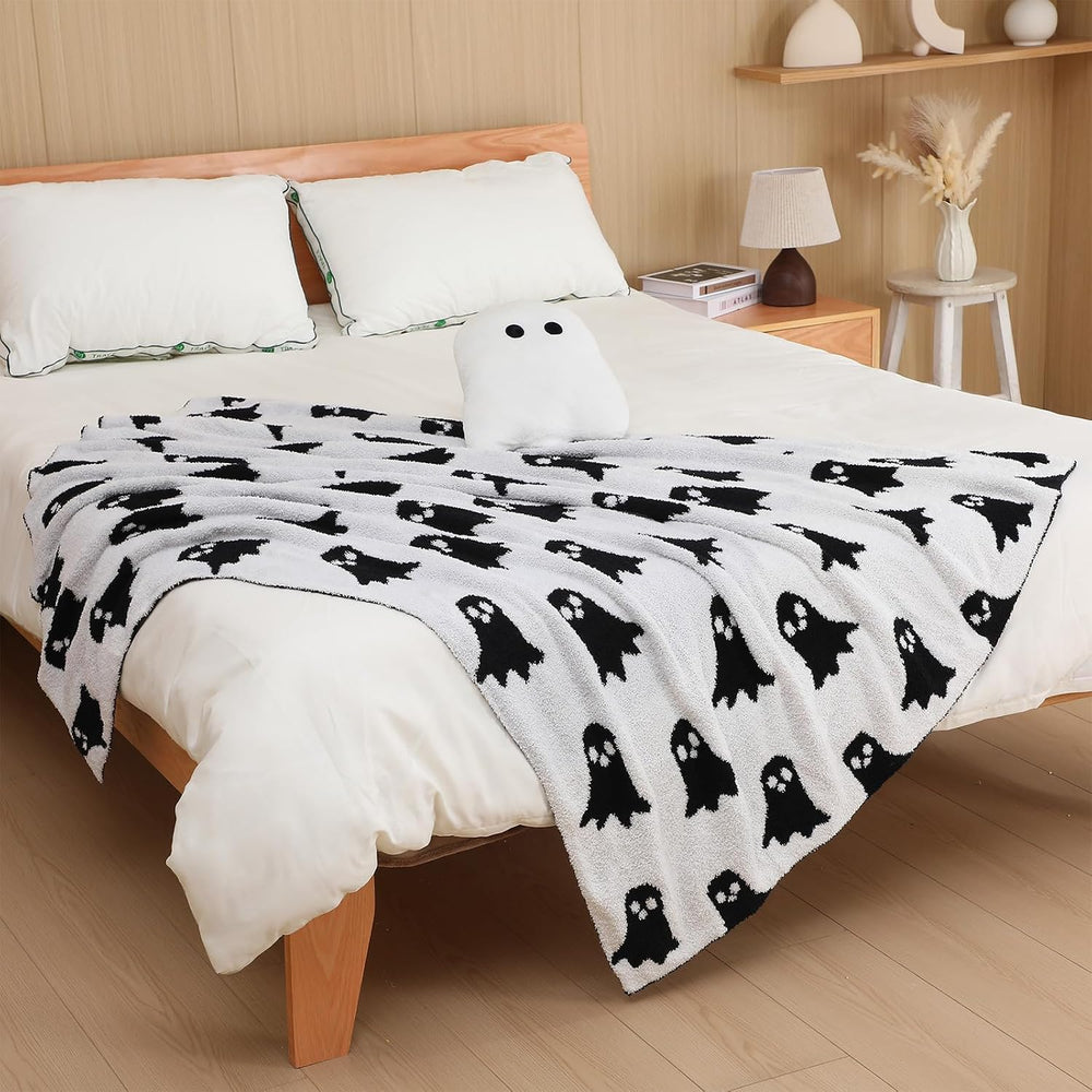 FuWeave 2 Pcs Halloween Ghost Throw Blanket and Pillow Set, 50 x 60 in
