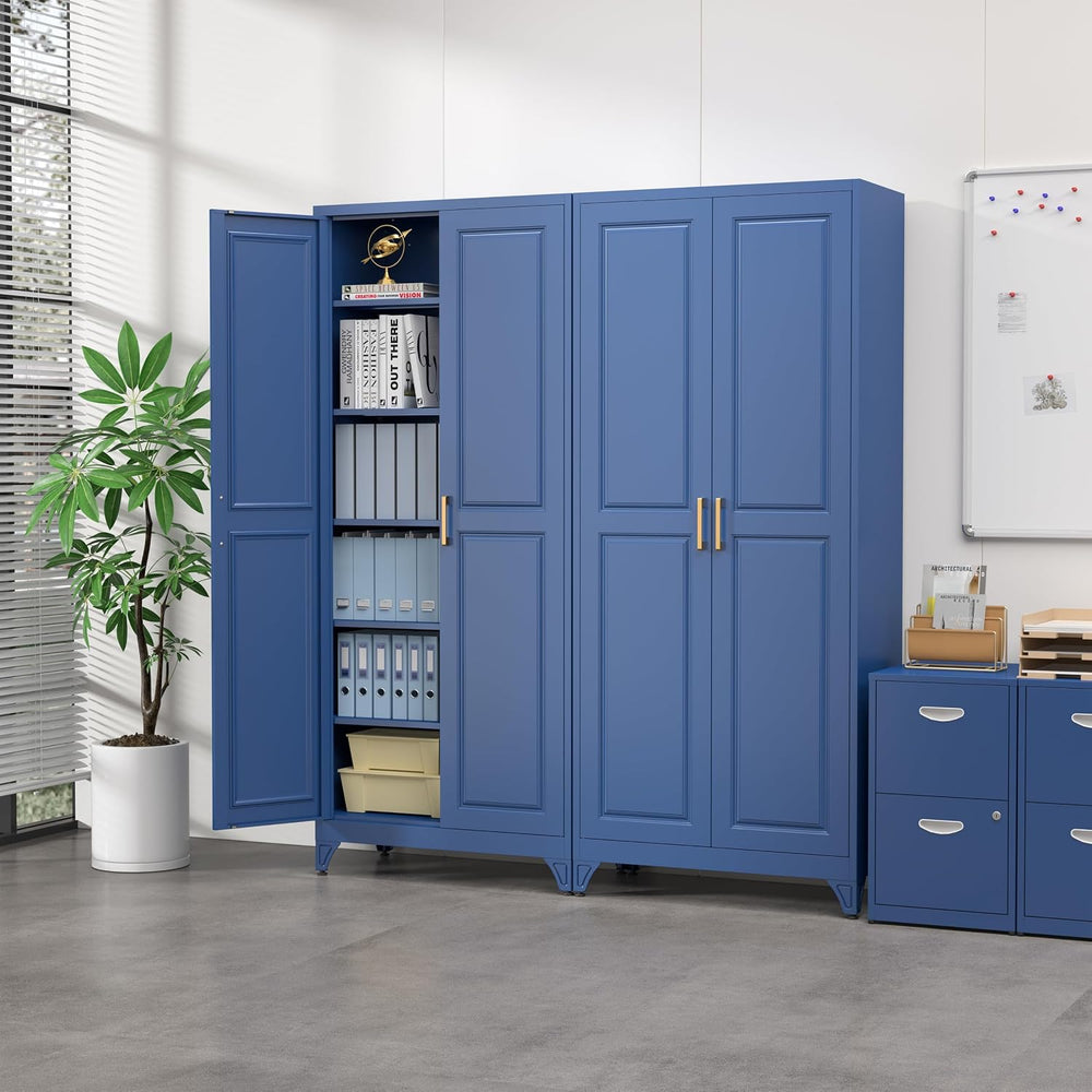 SteeLoong 75”Metal Pantry Storage Cabinet with Doors & 5 Adjustable Shelves