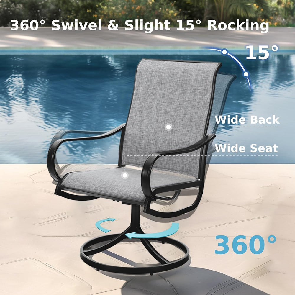 MFSTUDIO 9 Pcs Outdoor Dining Set, 82'' Metal Table & Swivel Mesh...