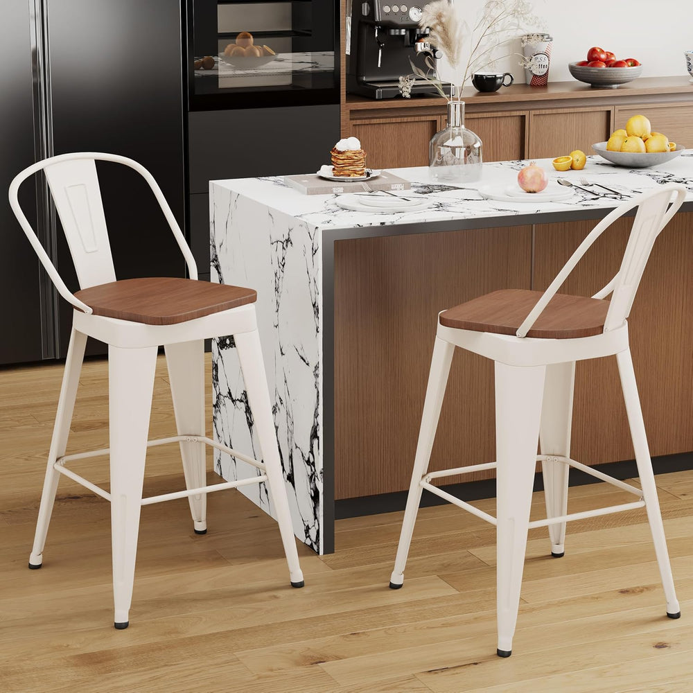 Aklaus Swivel Metal Bar Stools 26 inch Swivel Counter Height Barstools Set of...