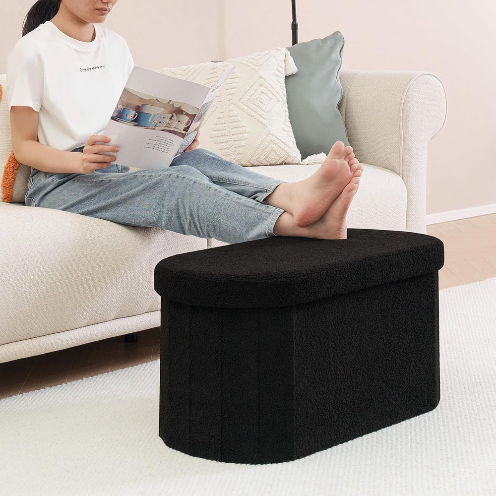 B FSOBEIIALEO 30" Folding Ottoman with Storage for Living Room, Black