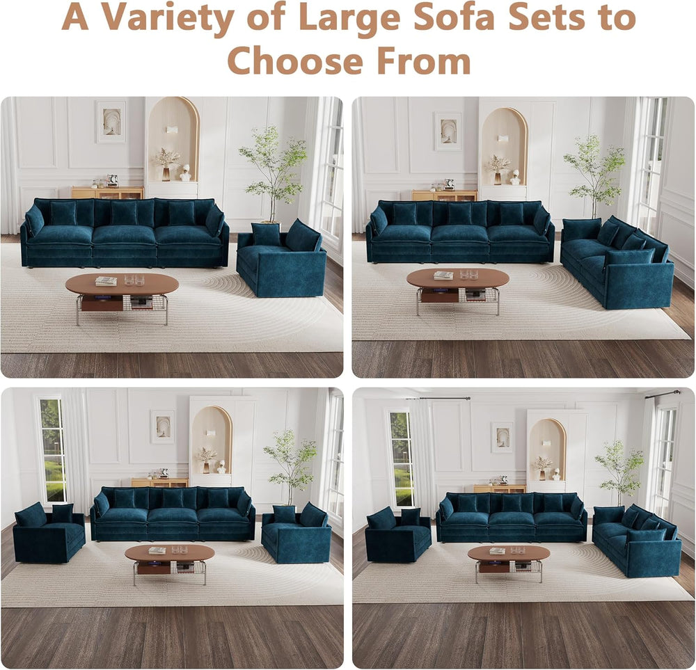 mikibama Luxury 2 Piece Sofa Set, 2 Pieces of Loveseat Sofa, Modern Chenille ...