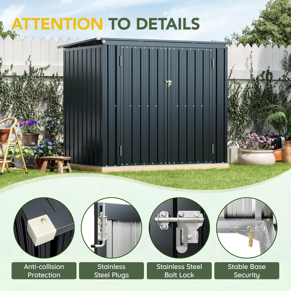 6 x 3 FT Trash Can Storage Shed with Lift-Up Lid for Backyard
