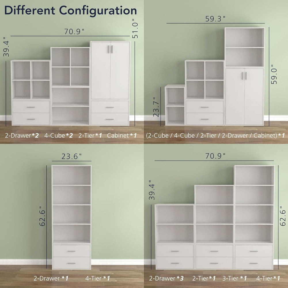 Homes: Inside + Out Apexa 3-Cube Storage Organizer Shelves, Stackable Wood Bo...