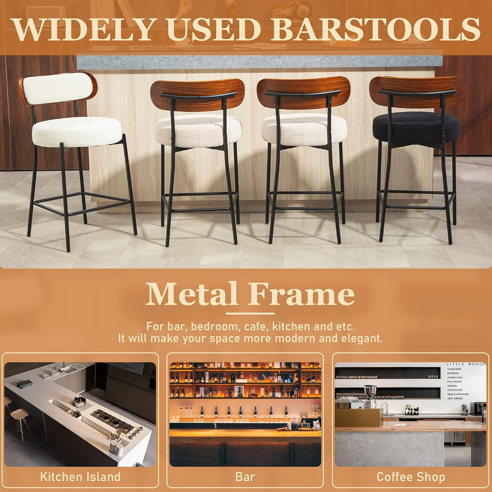 Bar Stools Set of 3 Boucle Counter Stools for Kitchen Island