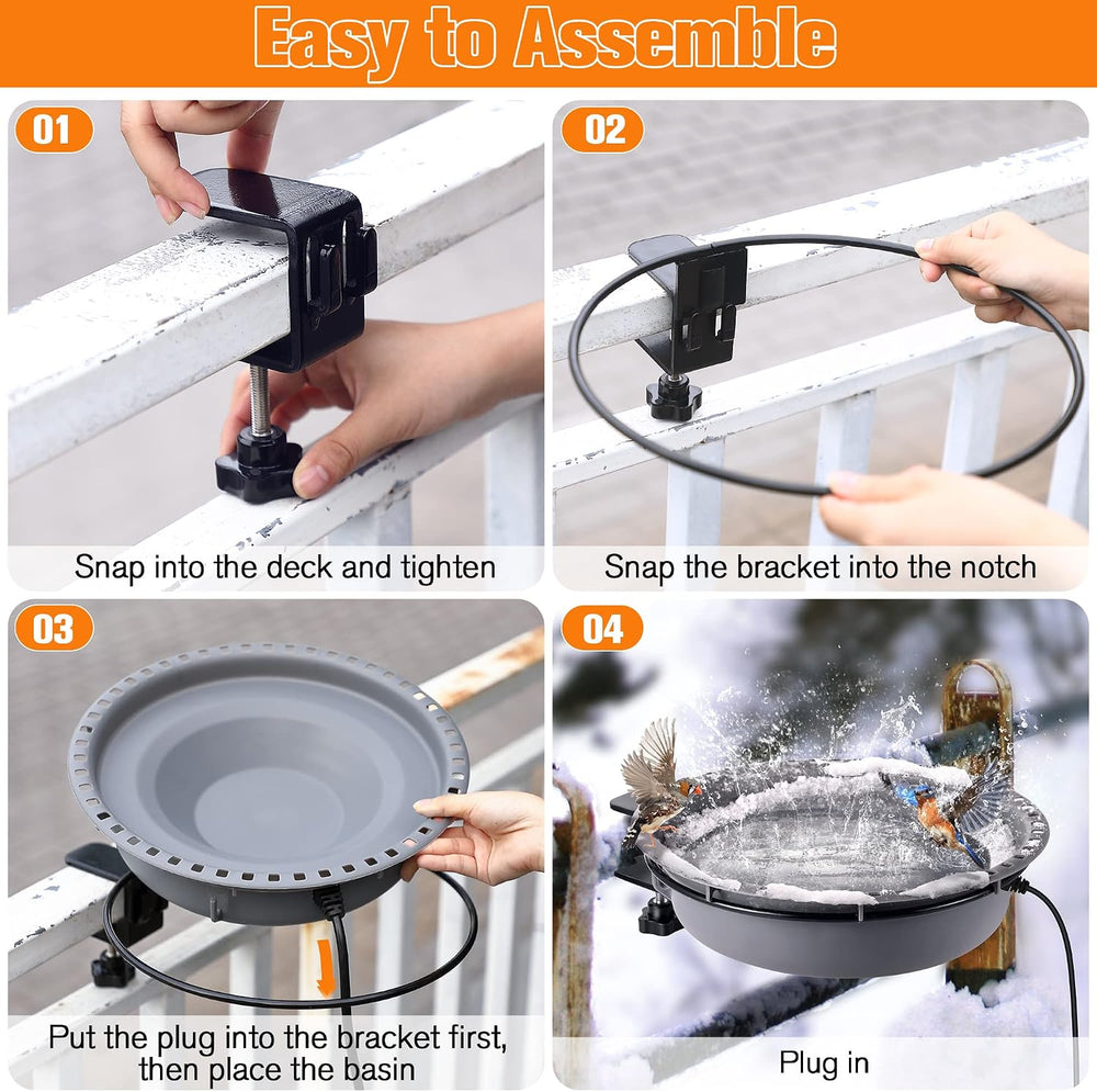 75W Heated Bird Baths for Outdoors for Winter with Thermostat Control