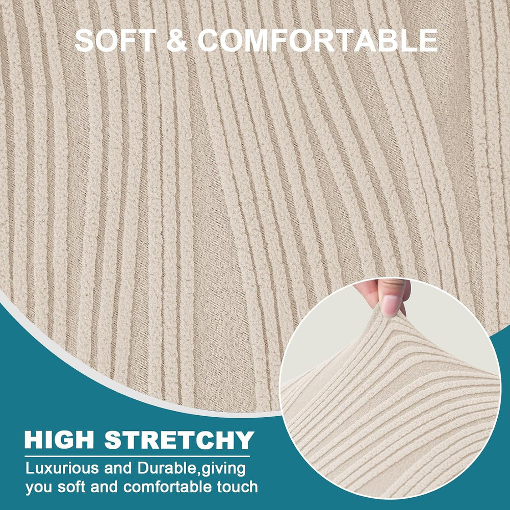 KRFOONN Stretch Chair Covers with Arms Jacquard 1-Piece Mid Century Modern Ar...