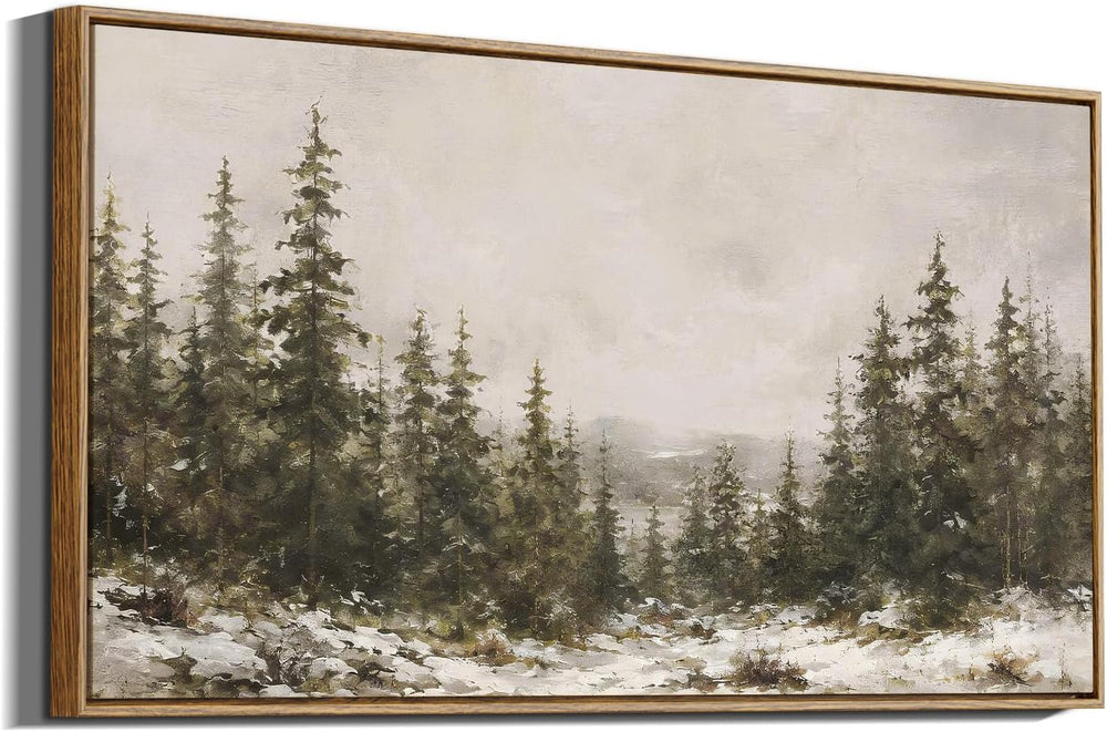 ARPEOTCY Large Winter Landscape Art, Rustic Christmas Decor, Framed,40x20in