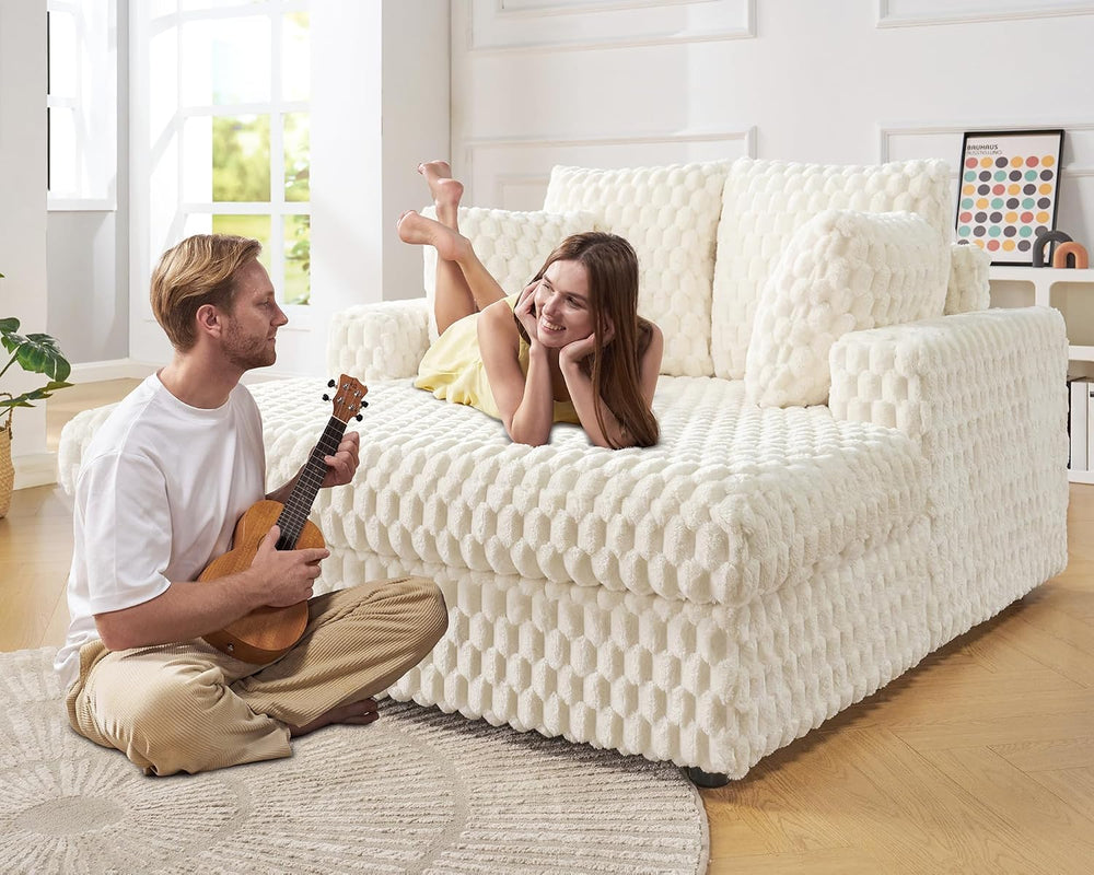 VanAcc 58"×53" Chaise Lounge Indoor, Upholstered Sofa Bed with Thro...