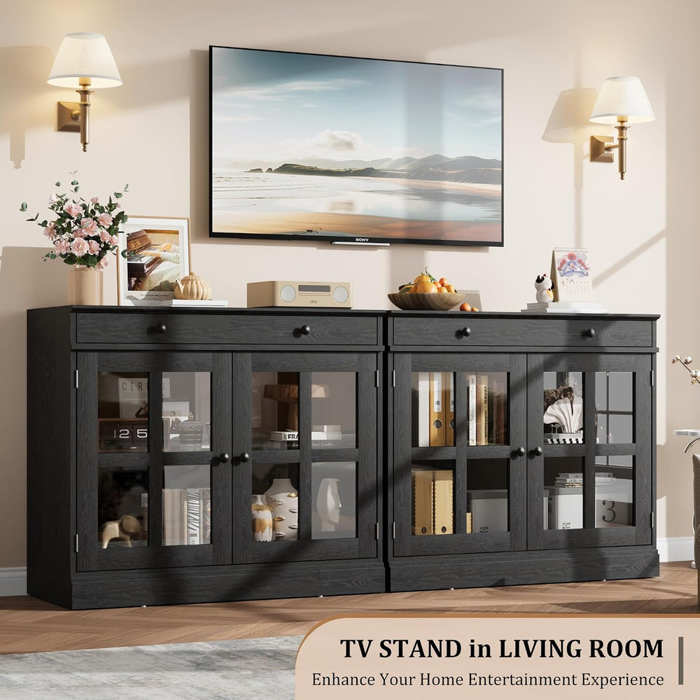 Garvee Sideboard Buffet Cabinet with Glass Doors and Adjustable Shelves