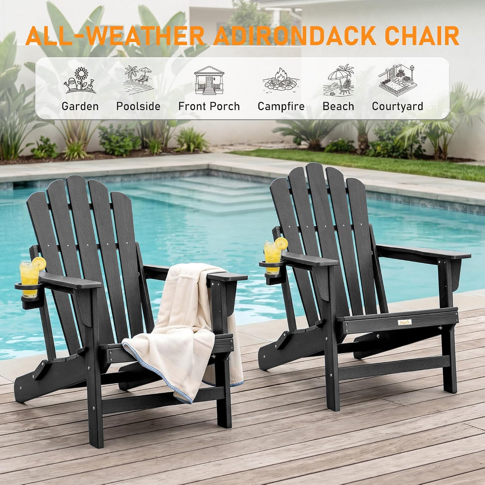 Oversized Folding Adirondack Chair, HDPE Fire Pit Chair Holds 400 LBS