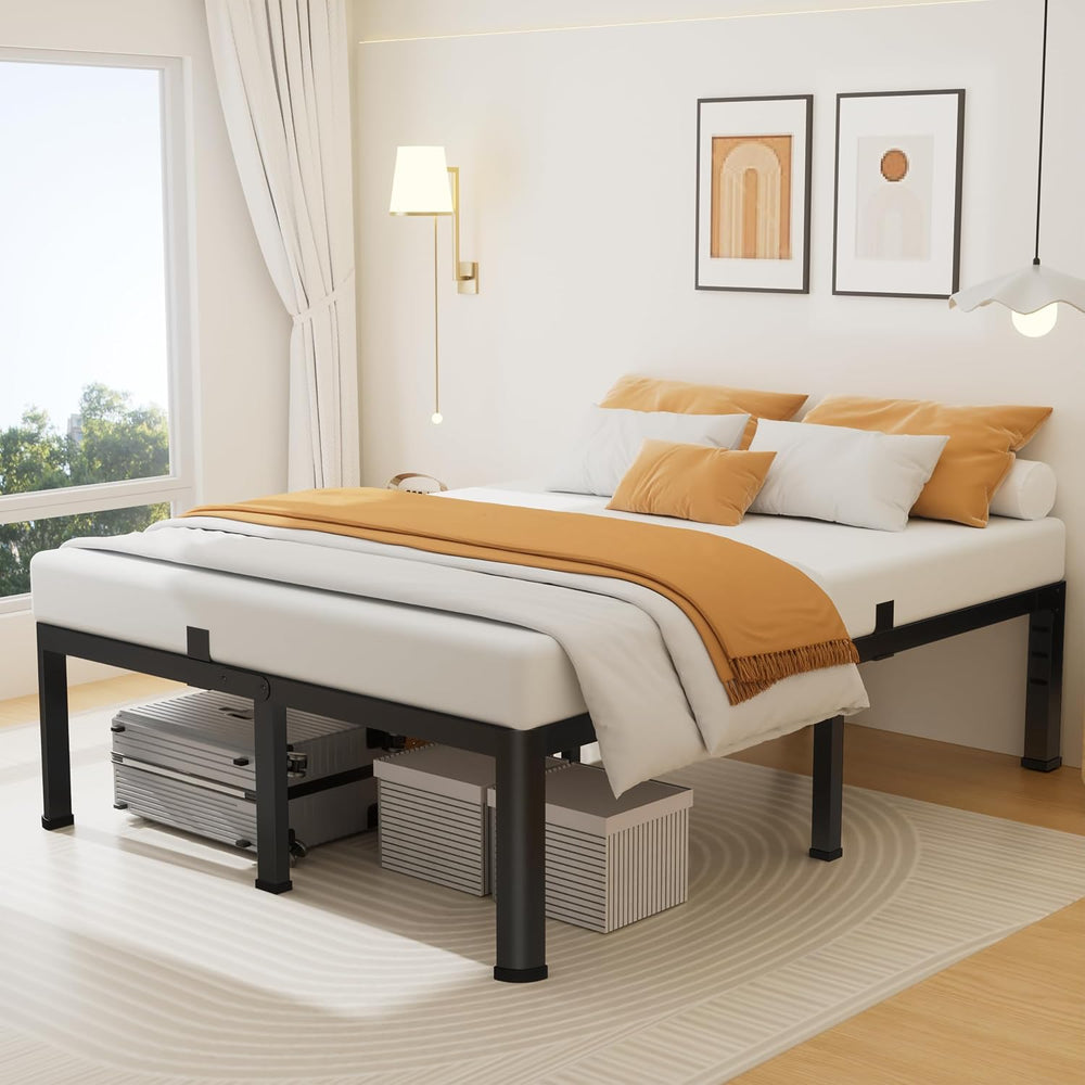 Superay 18 Inch Queen Size Metal Platform Bed Frame with Round Corners Leg
