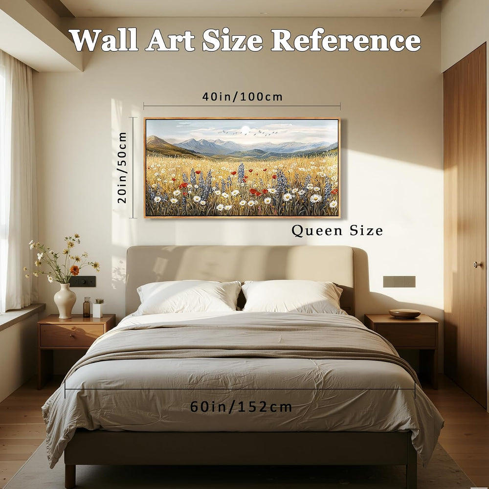 Kinetrix Large Landscape Framed Wall Art, Country Meadow Wildflower Picture