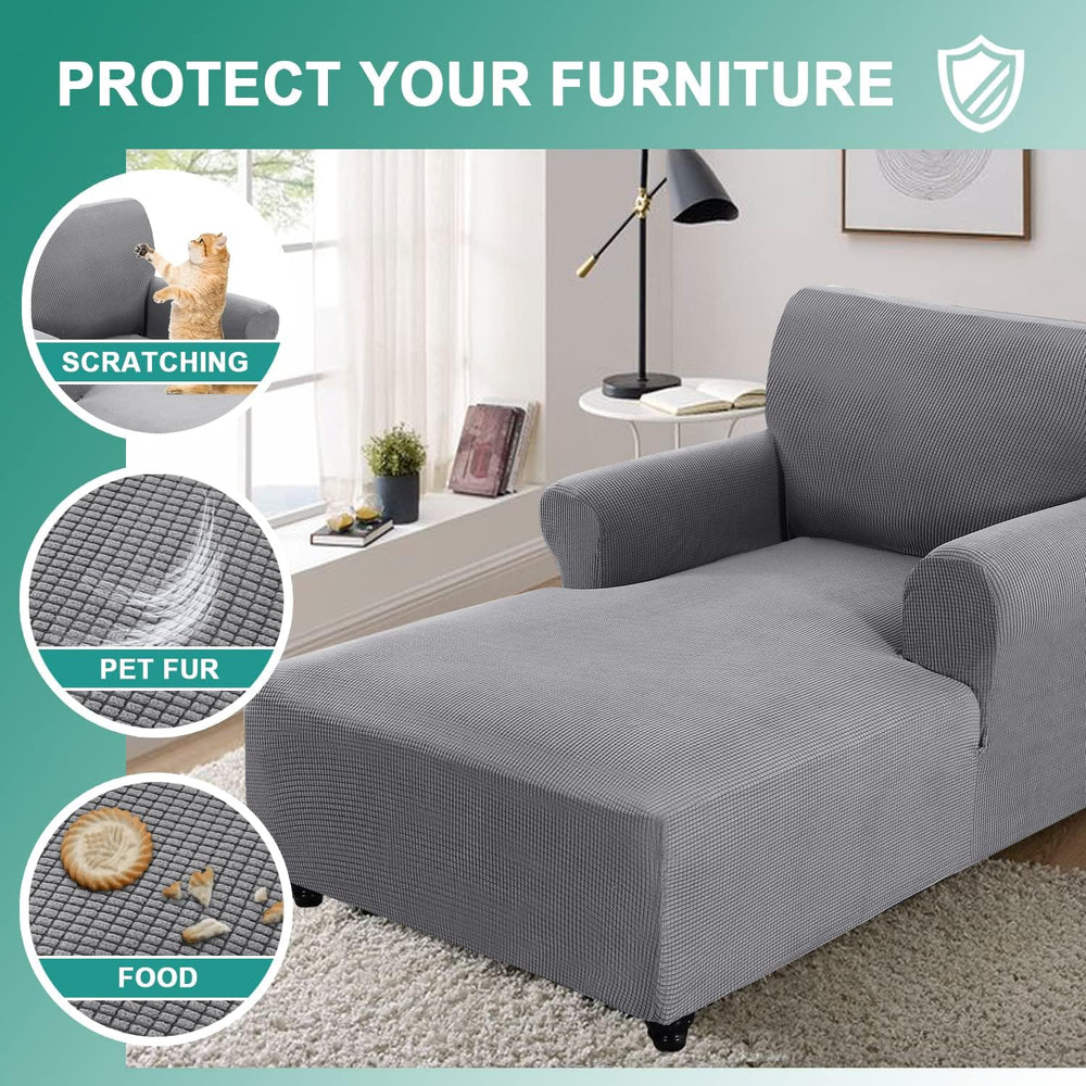 Chaise Lounge Cover Stretch Sofa Chaise Chair Cover with Armrests