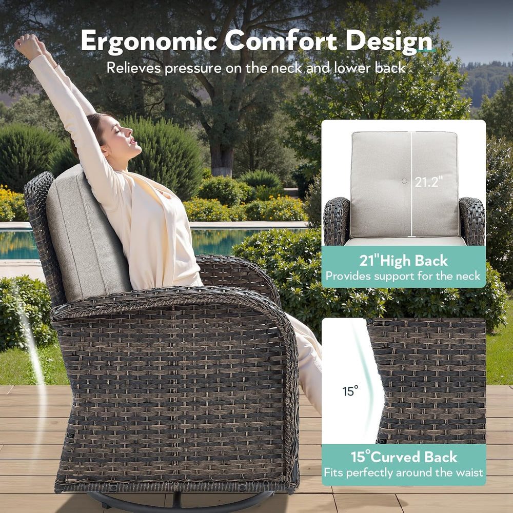 6 Piece Patio Furniture Set - Wicker Patio Conversation Set with Swivel Glide...