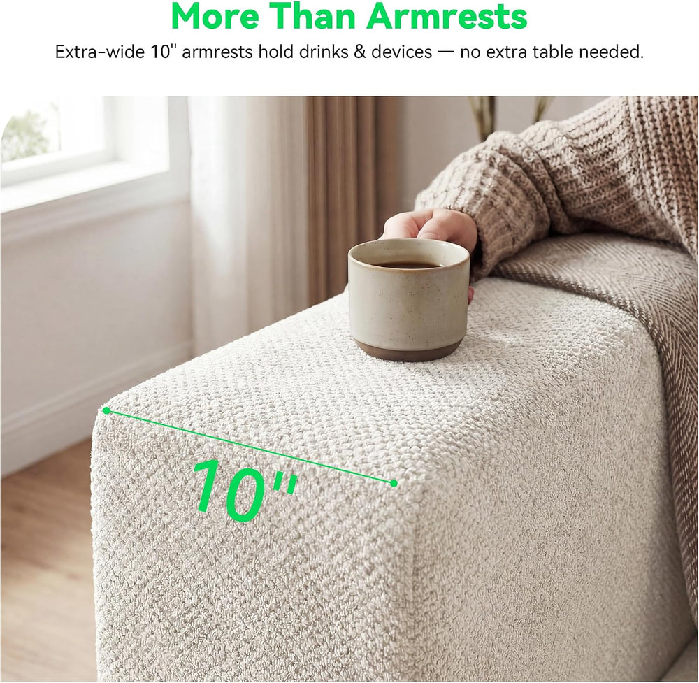 MONVANE Oversized Boneless Sectional Couch 12-Seat, Chenille, Beige
