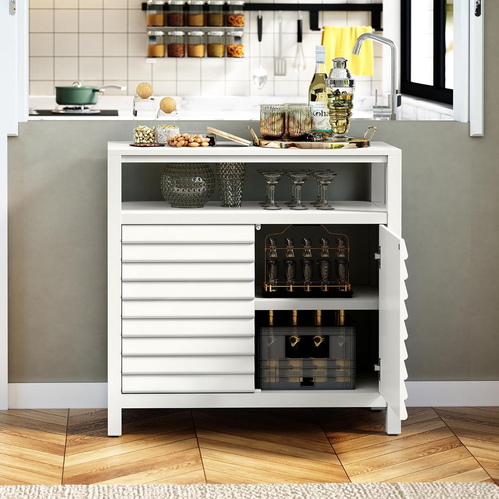 HLR Accent Cabinet with 2 Doors, White Sideboard Buffet with Open Shelf, Deco...