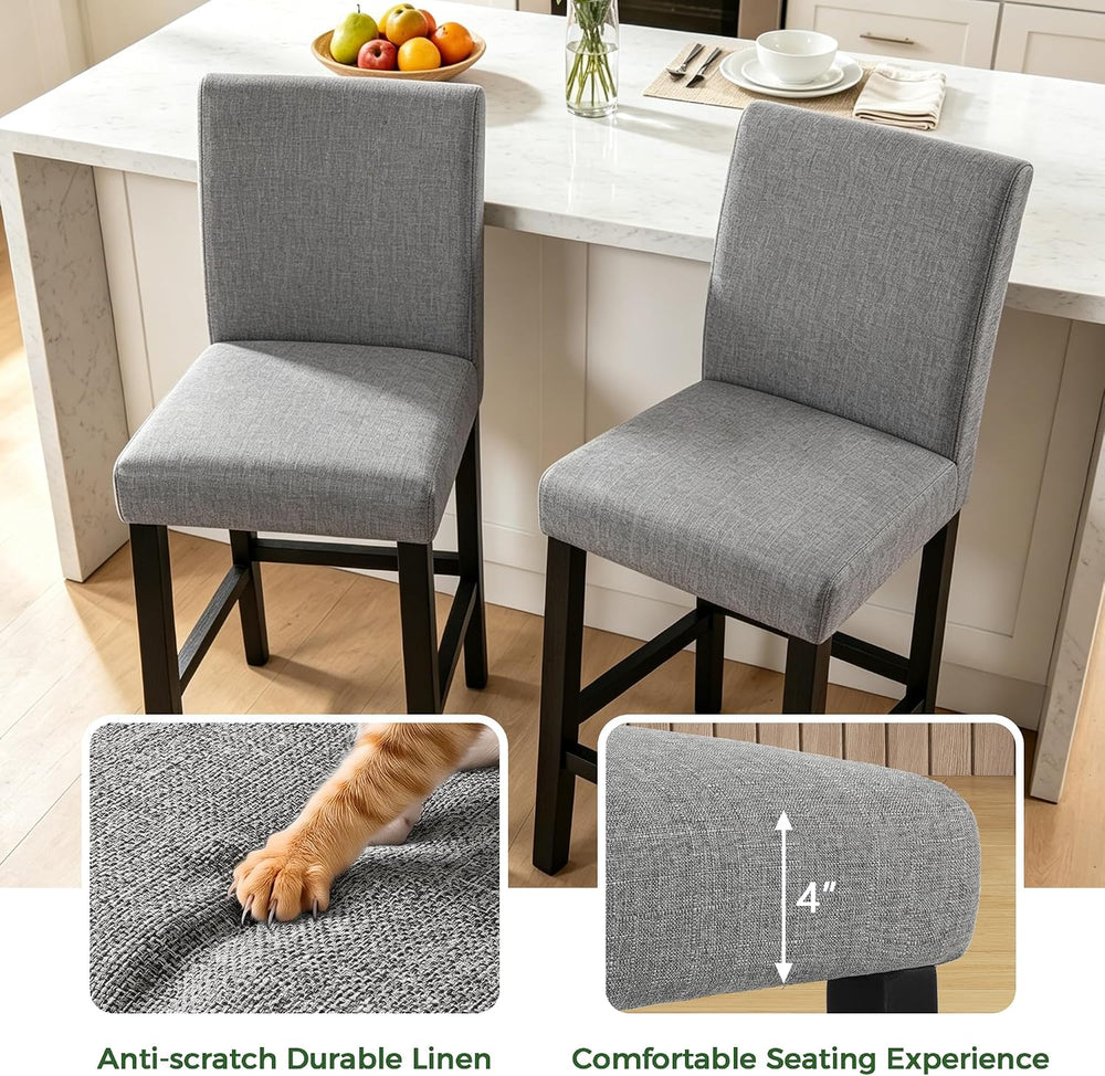 LSSPAID Bar Stools Set of 2, 25 Inch Upholstered Fabric Counter Height Stools...