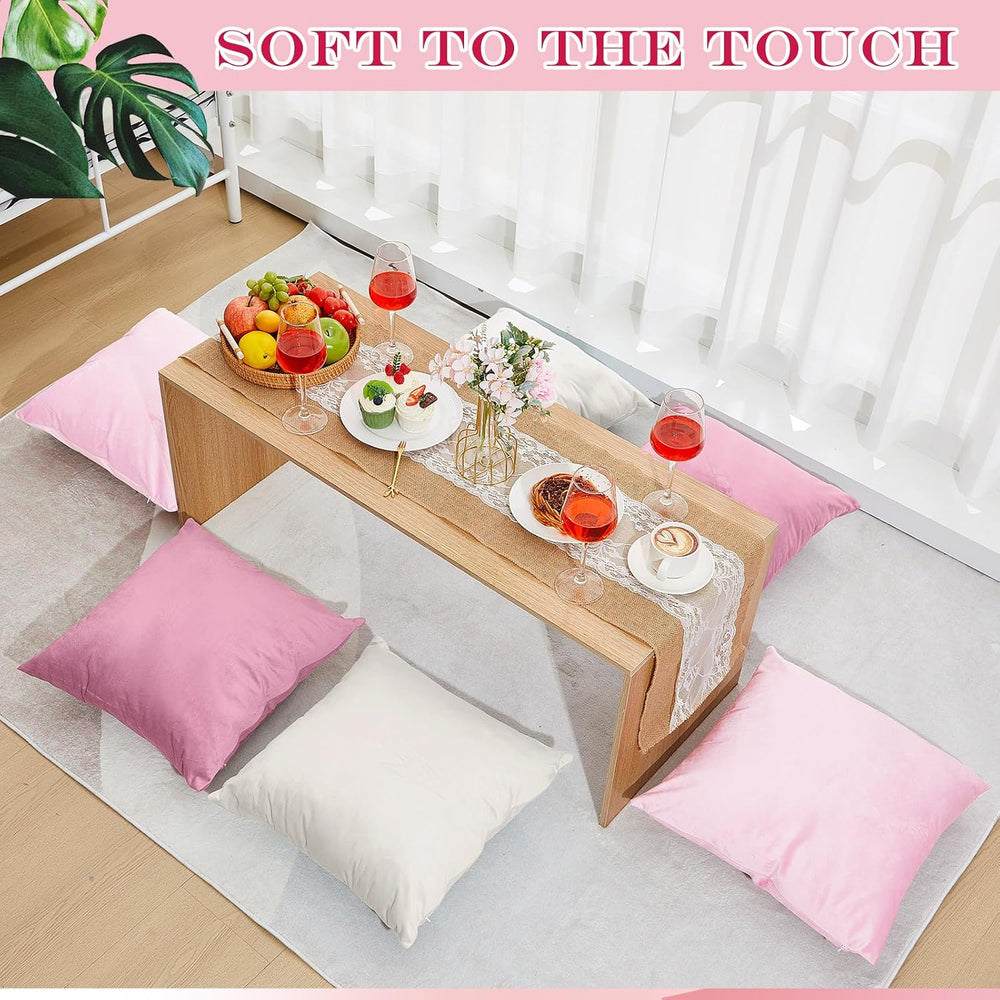 Berlune 12 Pcs Pink Velvet Throw Pillow Covers 18x18 Picnic Cushion Case