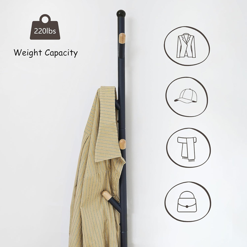 Gewudraw 3-in-1 Freestanding Coat Rack Stand with Shoe Bench for Entryway