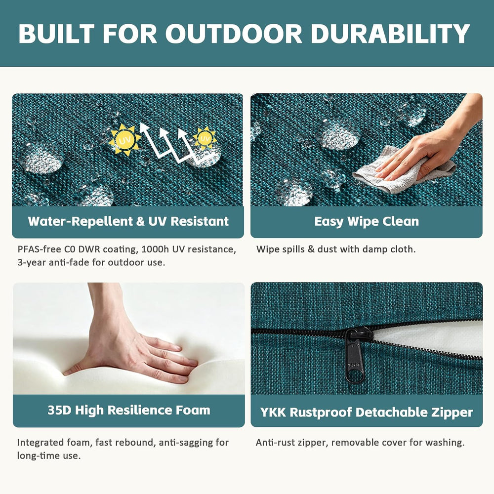 24x27.5 Inch Outdoor Deep Seat Cushions Set of 2,Thick High-Density Foam, Wat...