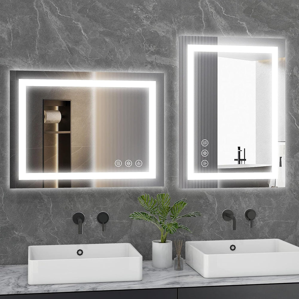 Sweetcrispy 24"x 32" Smart Anti-Fog LED Bathroom Mirror with Lights...