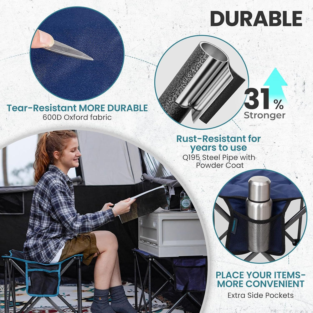 FUNDANGO Oversized Camping Stool for Adults,Thick Padded 18.1 Inch Folding Ot...