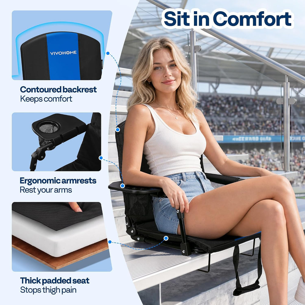 VIVOHOME Stadium Seats with Back Support, Bleacher Chairs for Sport Event